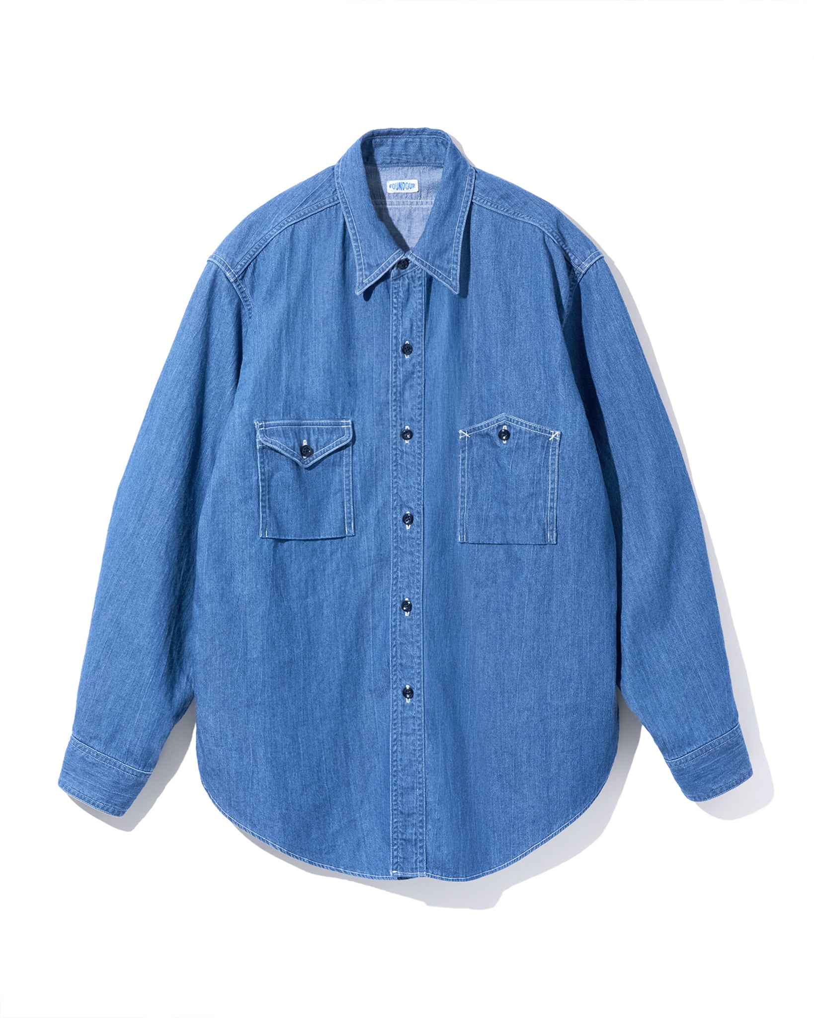 DENIM ASYMMETRIC POCKET WORK SHIRT(デニムシンメトリックポケットワークシャツ)|FOUNDOUR(ファウンダ)ONLINE STORE