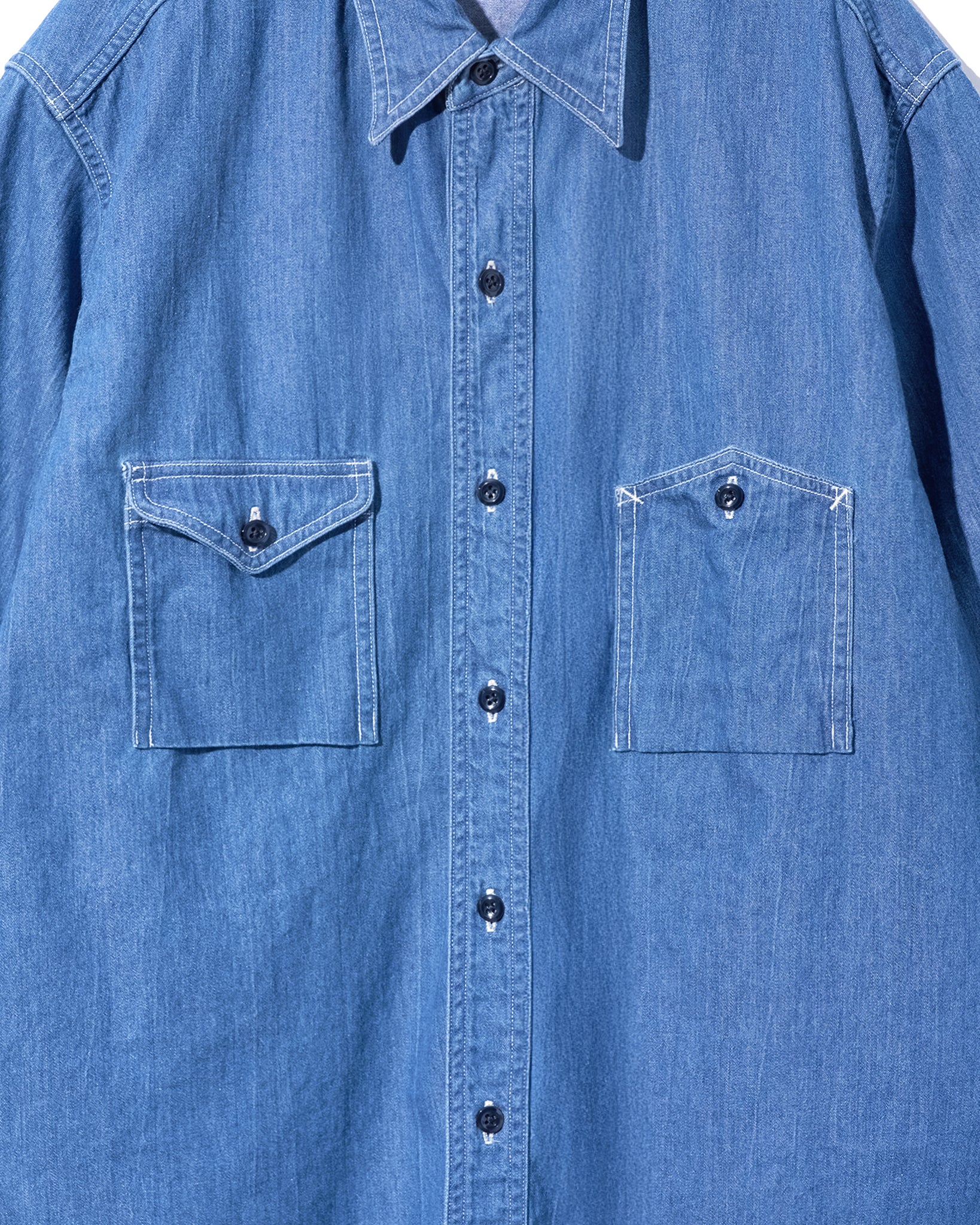 DENIM ASYMMETRIC POCKET WORK SHIRT(デニムシンメトリックポケットワークシャツ)|FOUNDOUR(ファウンダ)ONLINE STORE