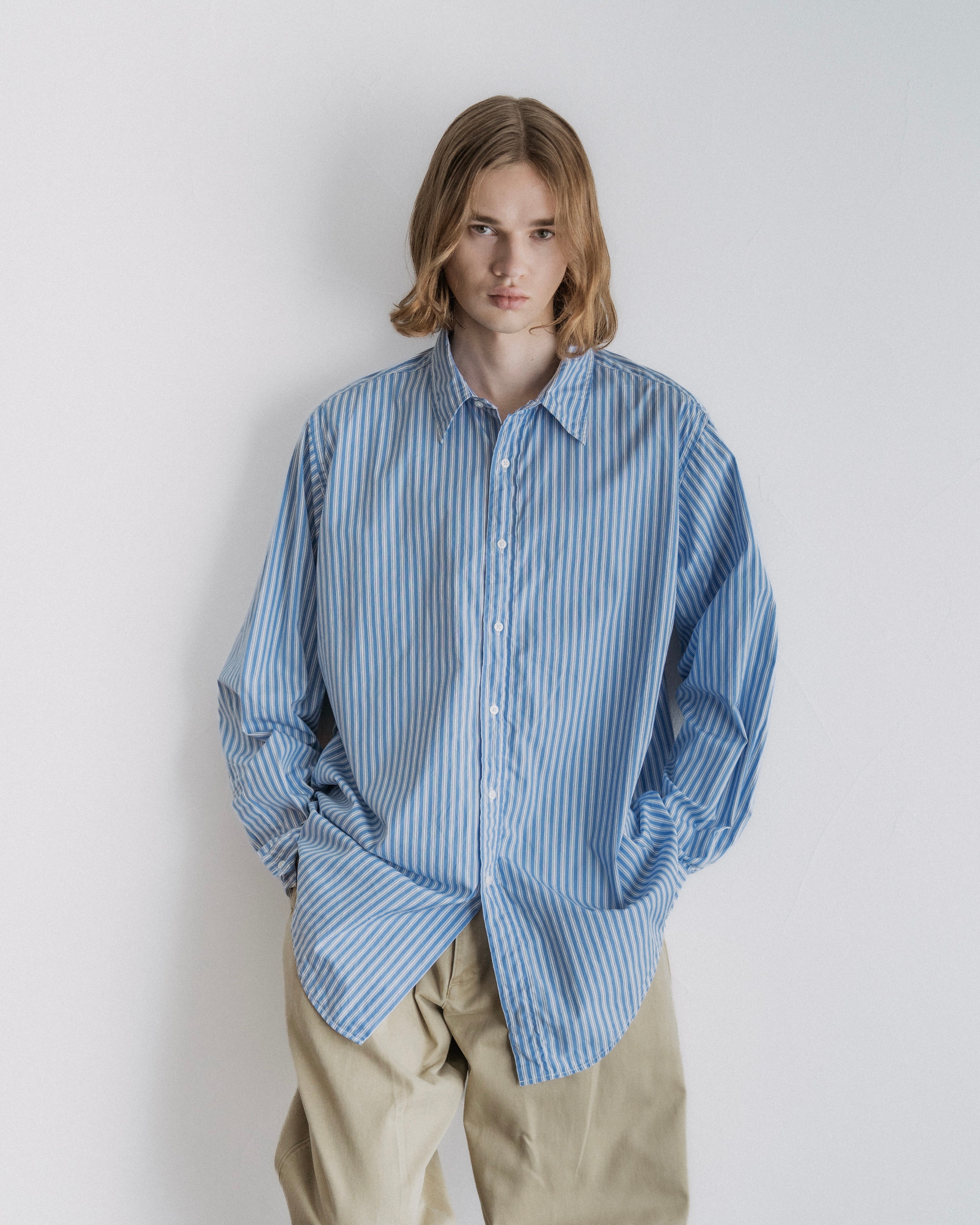 COTTON STRIPE REGULAR COLLAR SHIRT(コットンストライプレギュラーカラーシャツ)|FOUNDOUR(ファウンダ)ONLINE STORE