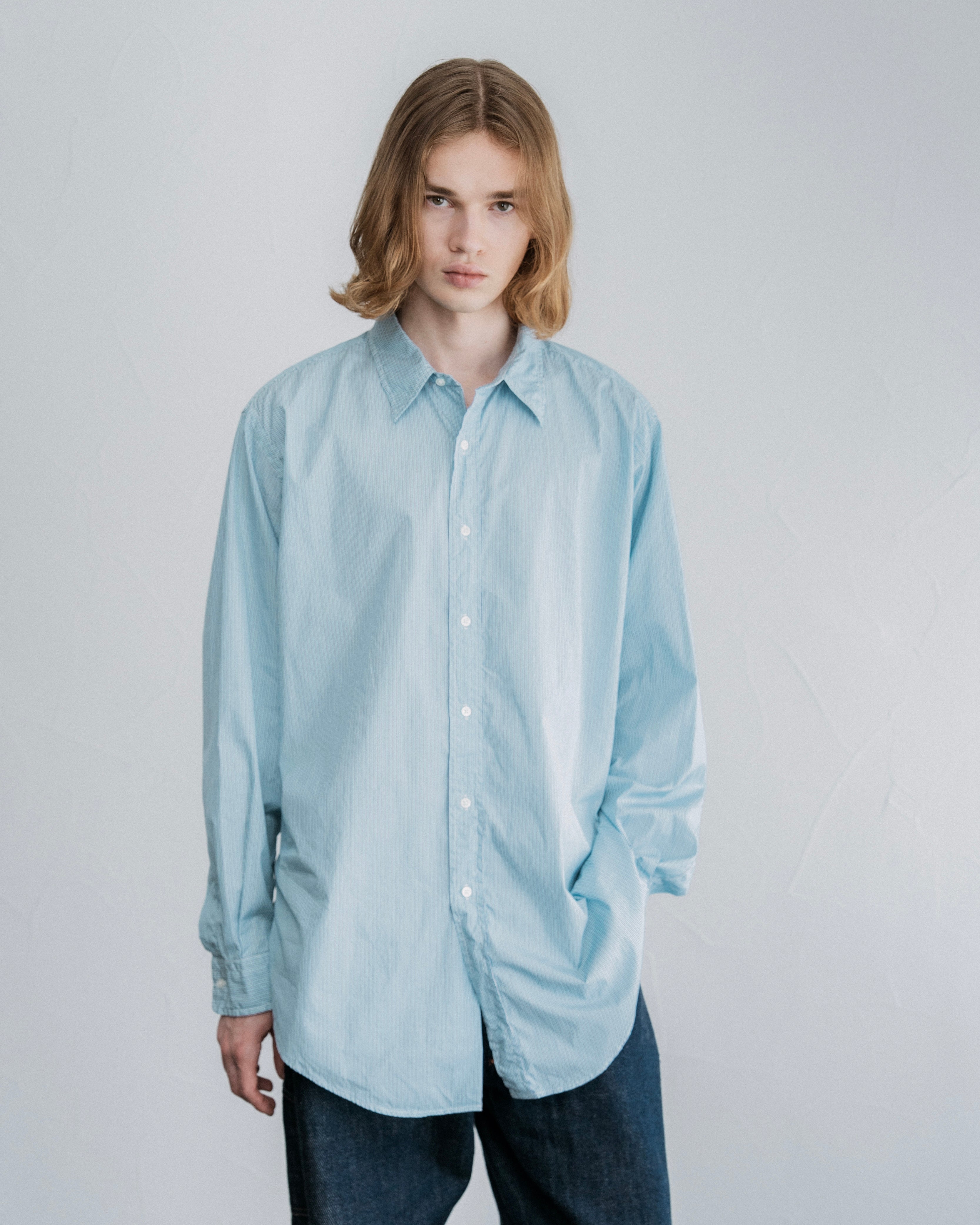 COTTON STRIPE REGULAR COLLAR SHIRT(コットンストライプレギュラーカラーシャツ)|FOUNDOUR(ファウンダ)ONLINE STORE