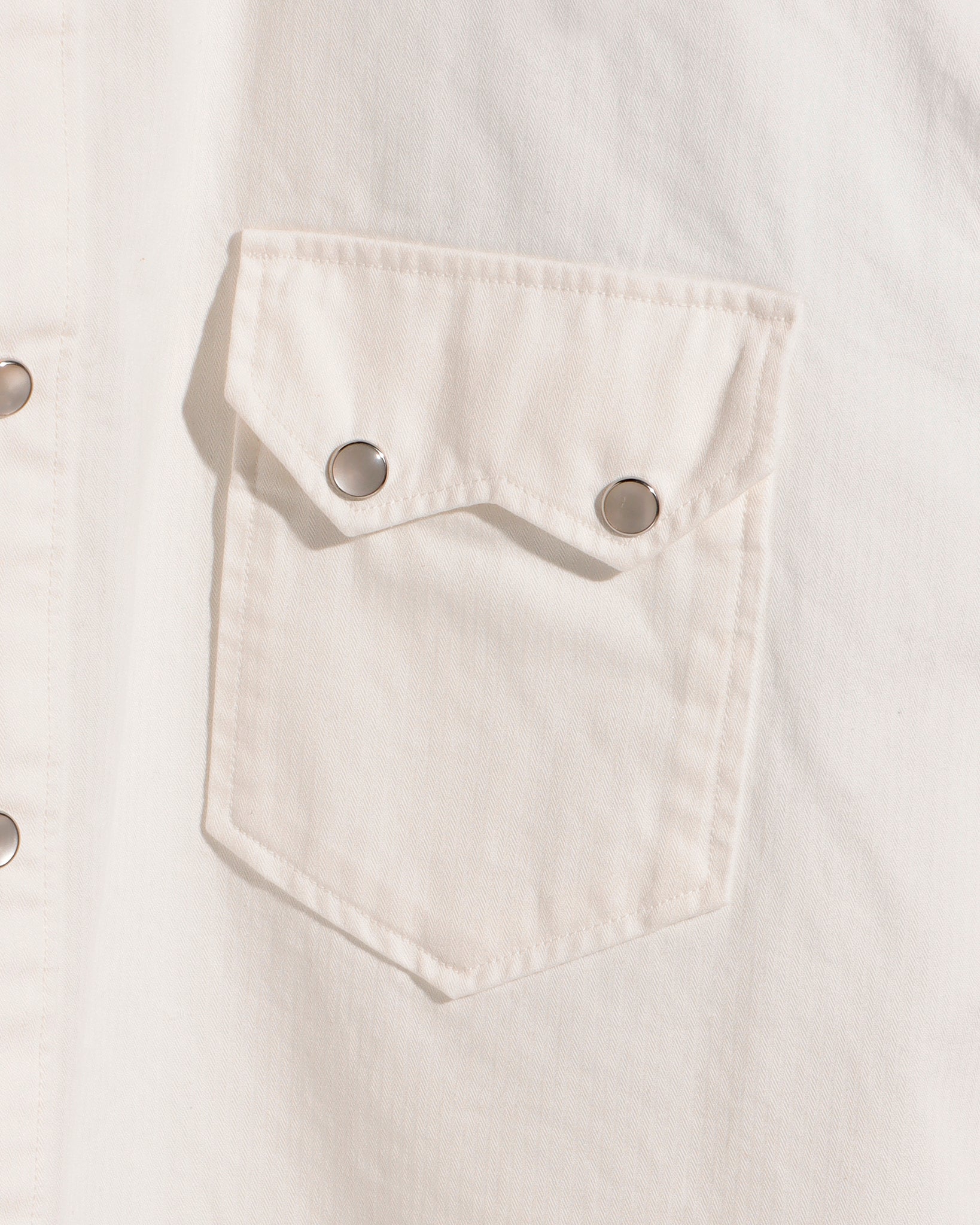 FOUNDOUR WESTERN SHIRT ホワイト COTTON HERRINGBONE WESTERN SHIRT（コットンヘリンボーンウエスタン