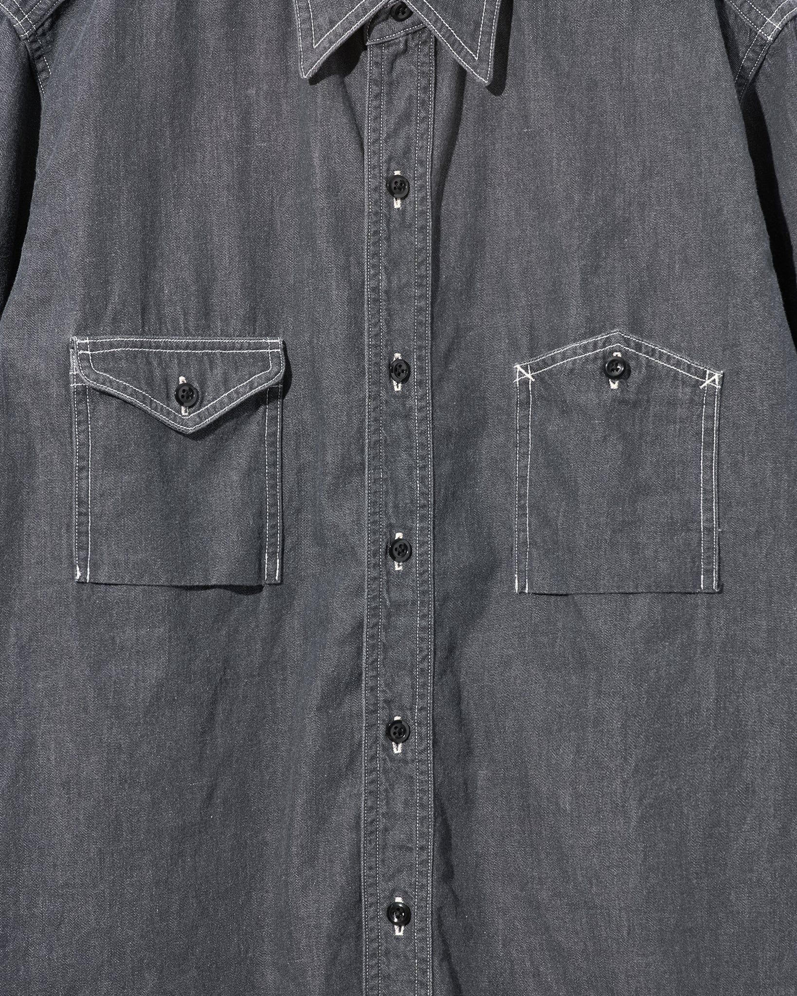 DENIM ASYMMETRIC POCKET WORK SHIRT（デニムシンメトリックポケットワークシャツ）｜FOUNDOUR（ファウンダ）ONLINE STORE