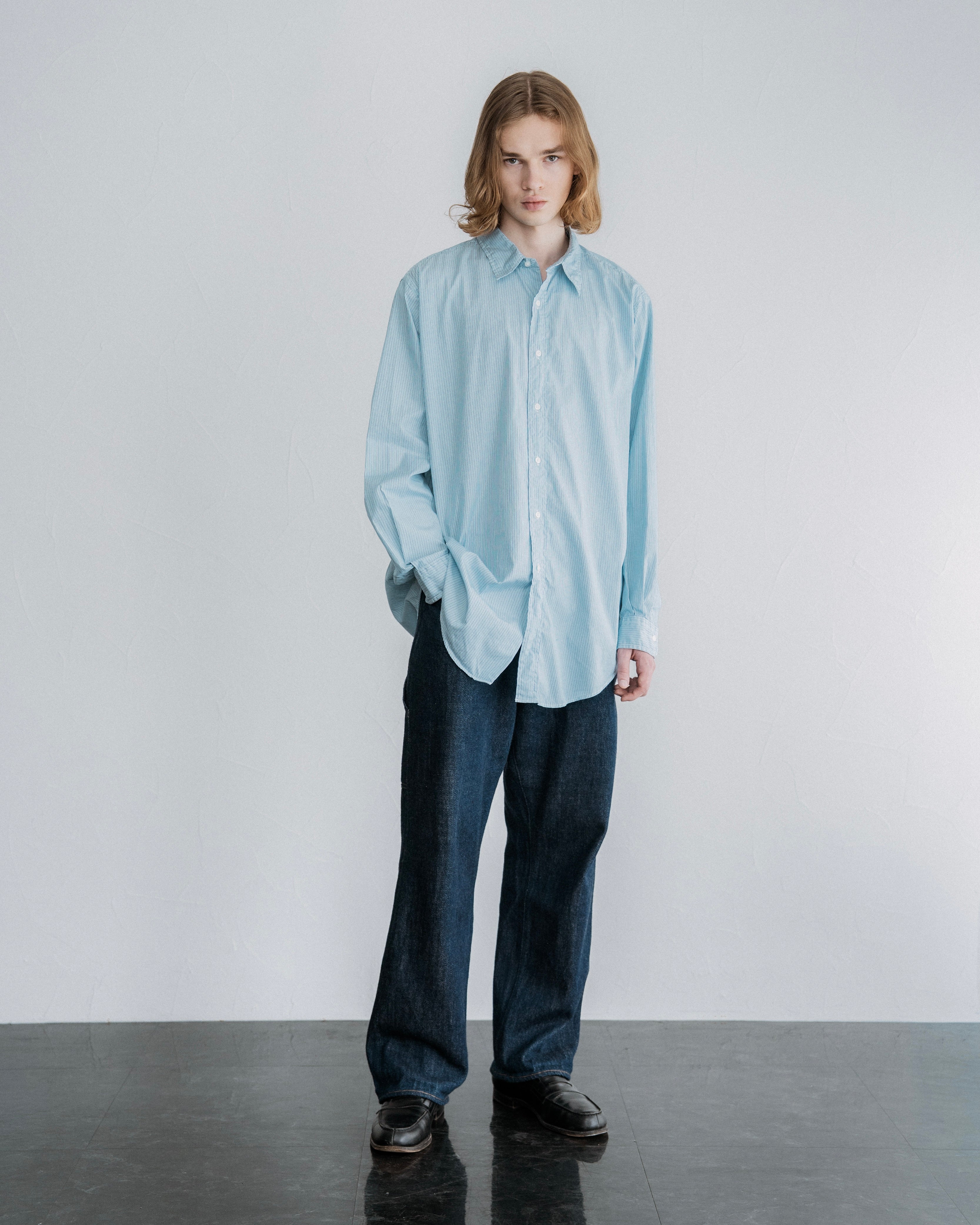 COTTON STRIPE REGULAR COLLAR SHIRT（コットンストライプレギュラーカラーシャツ）｜FOUNDOUR（ファウンダ）ONLINE STORE