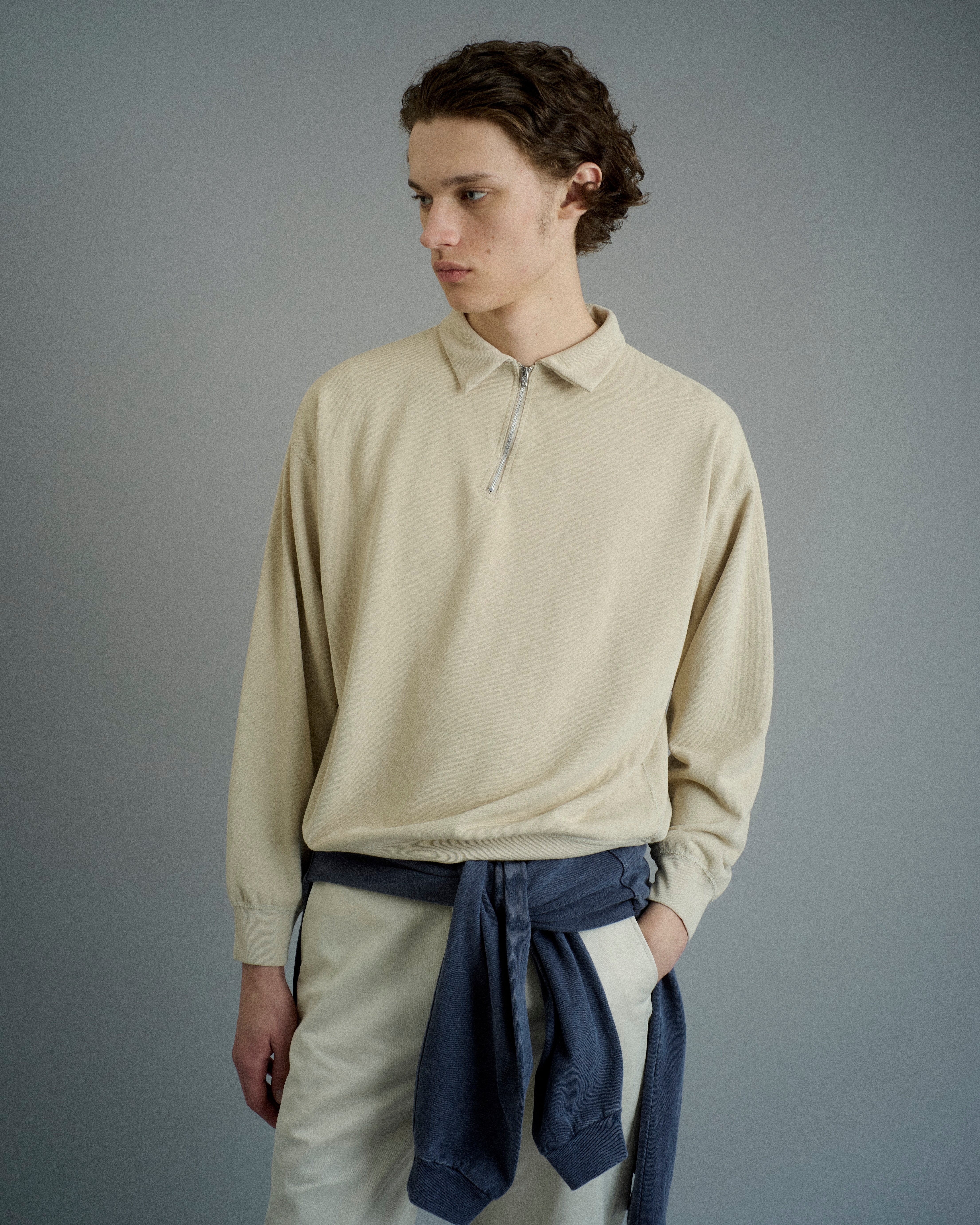 CPG GOLF ベージュ ハーフジップシャツ 2 HALF ZIP LONG SLEEVE SHIRT（ハーフジップロングスリーブシャツ