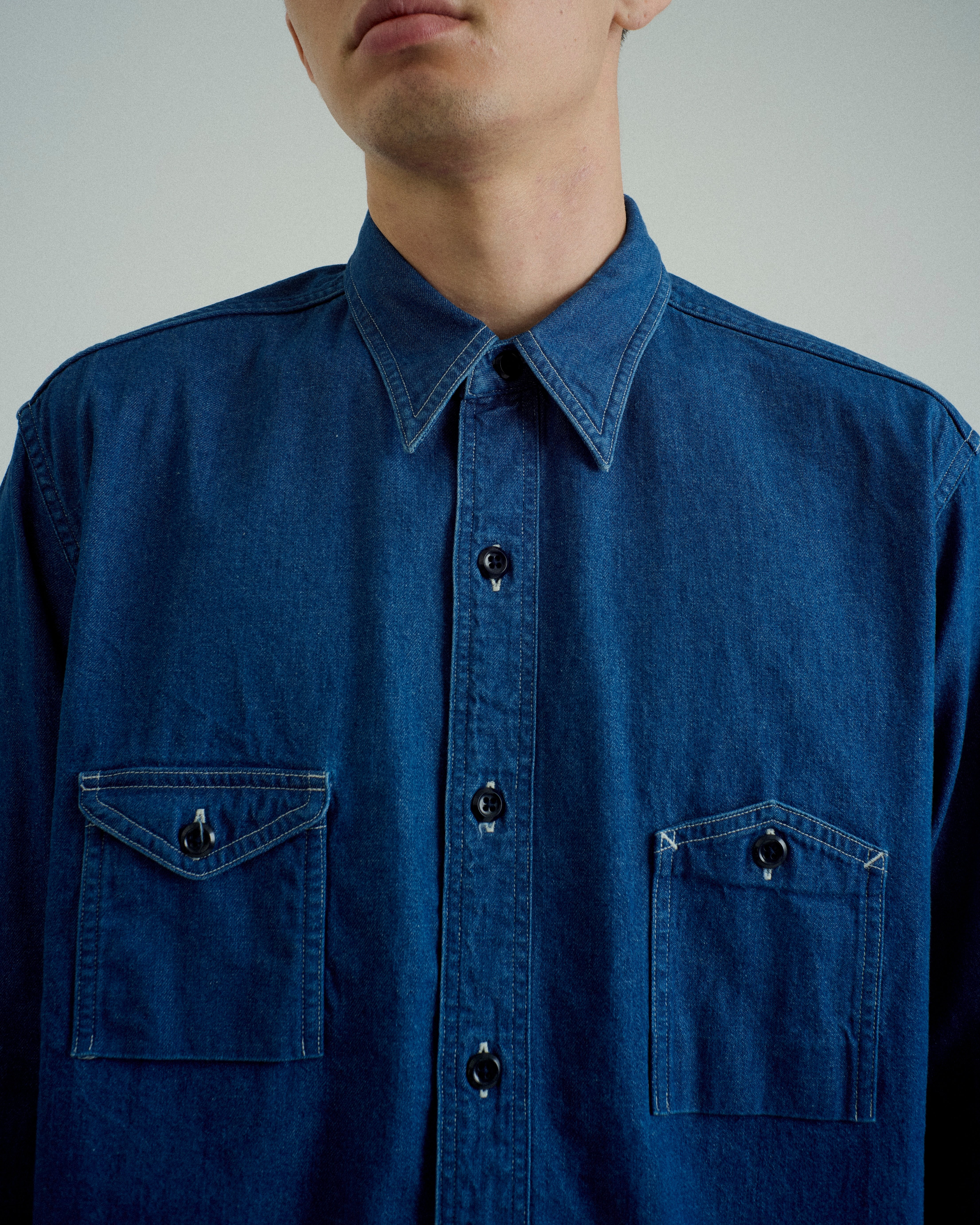 FOUNDOUR ファウンダ　デニムシャツ　サイズ3 DENIM WORK SHIRT（デニムワークシャツ）｜FOUNDOUR（ファウンダ
